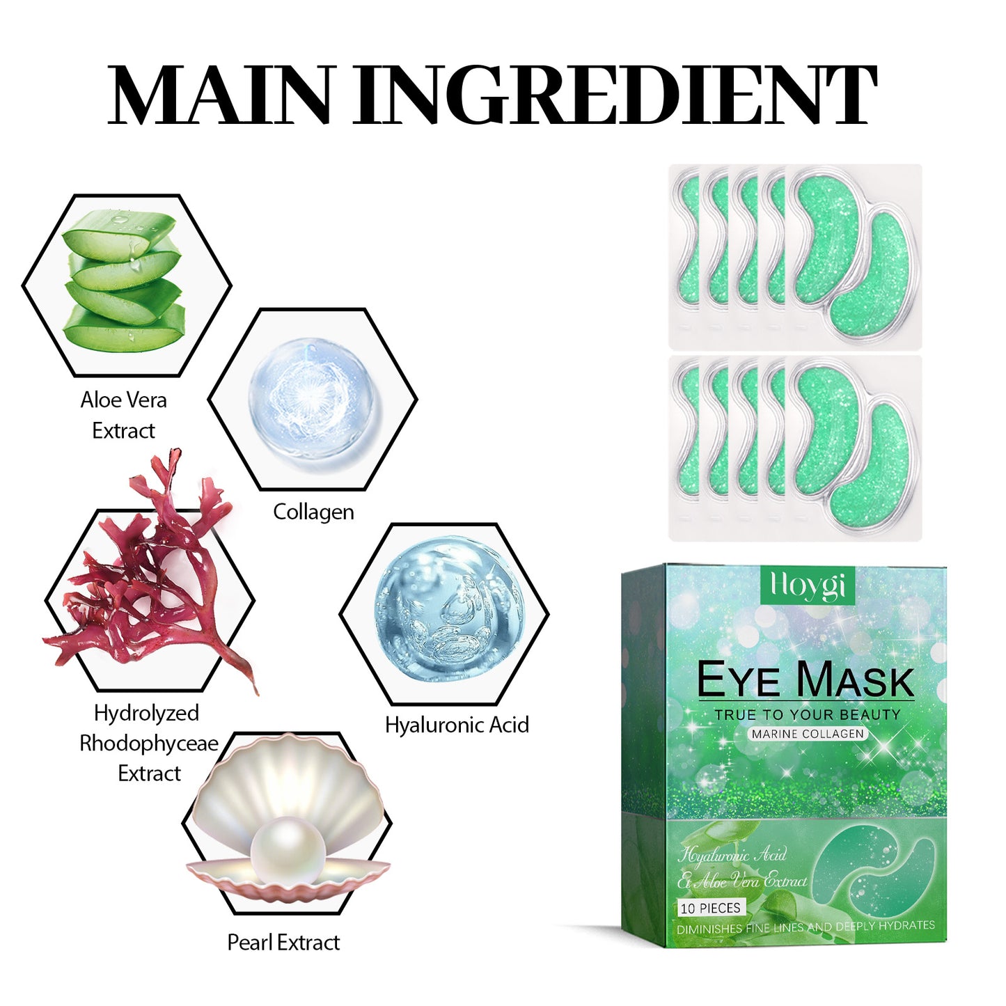 Hoygi Aloe Vera Eye Gel Patches – Soothing, Hydrating & Anti-Wrinkle Under-Eye Treatment