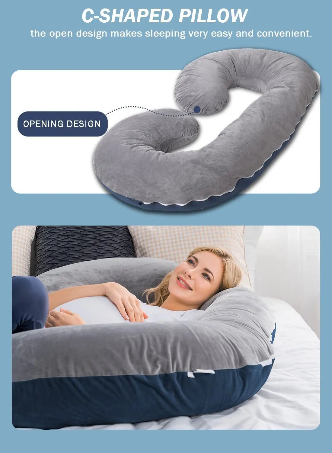 C-Shaped Pregnancy Pillow – Full-Body Comfort & Support - Found Essence