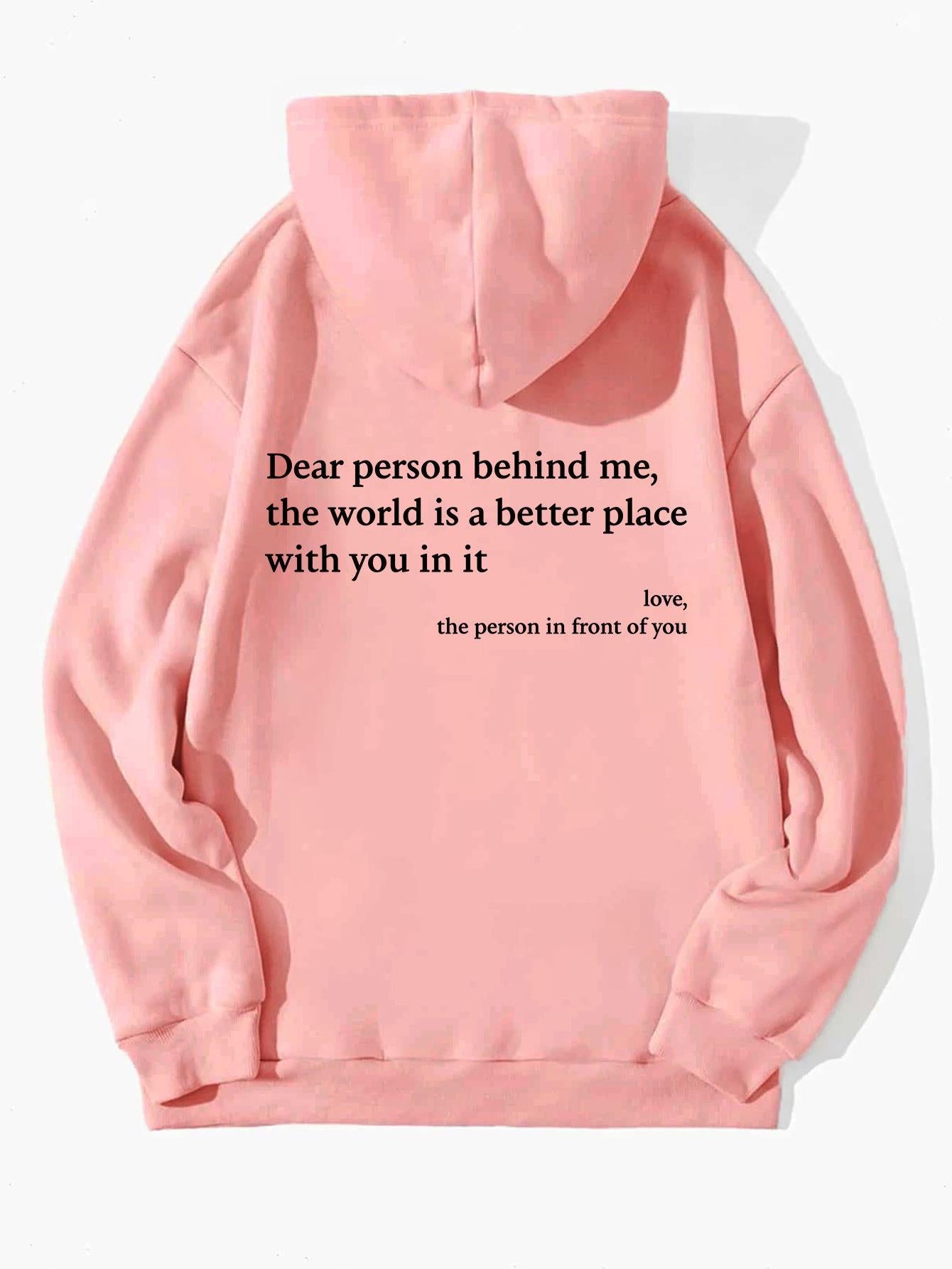 ‘You Are Enough’ Letter Print Hoodie – Soft Drawstring Pullover Jacket