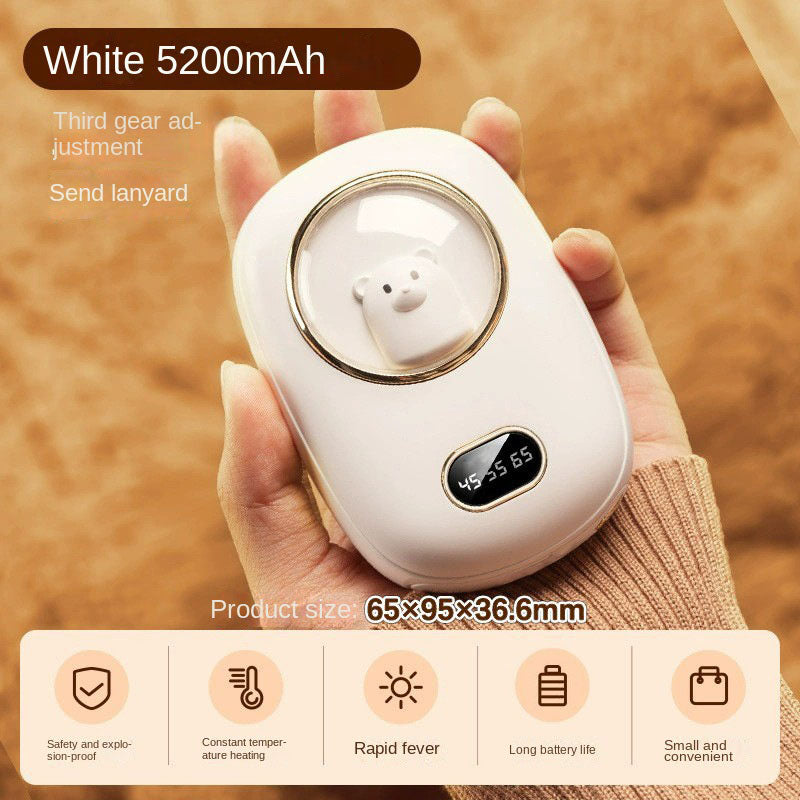 2-in-1 Mini Hand Warmer & Power Bank – Space Number Display, Pocket-Sized Heat & Charging