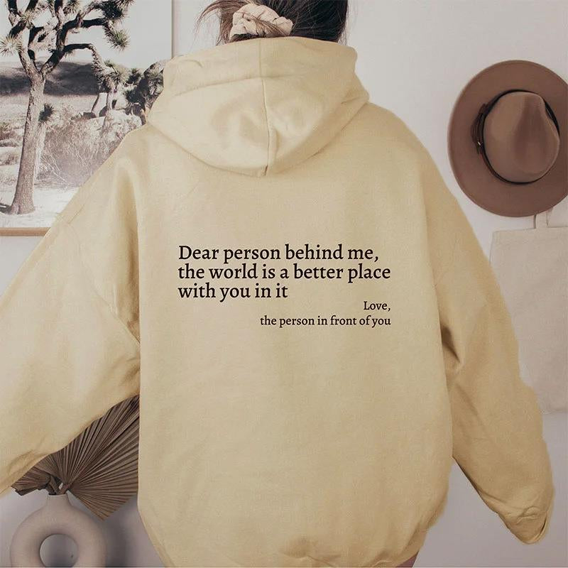 ‘You Are Enough’ Letter Print Hoodie – Soft Drawstring Pullover Jacket