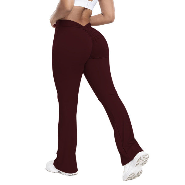 Essence Peach Trumpet Yoga Pants – High-Waisted, Hip-Lifting & Wide-Leg Fitness Trousers