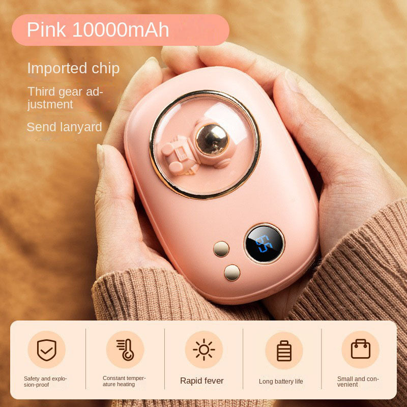 2-in-1 Mini Hand Warmer & Power Bank – Space Number Display, Pocket-Sized Heat & Charging