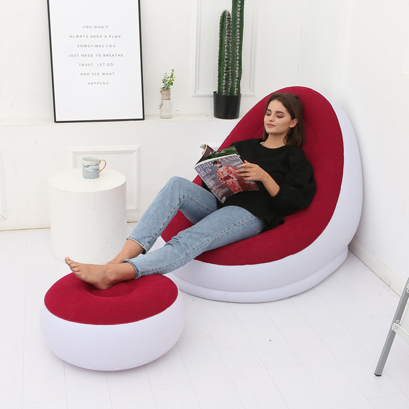 Inflatable Air Mattress Lazy Sofa & Deck Chair - Comfortable Leg Stool Beanbag for Home & Outdoor Use