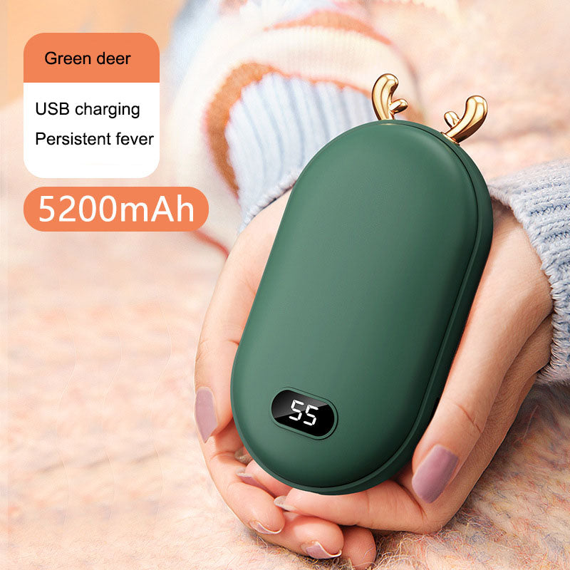 2-in-1 Mini Hand Warmer & Power Bank – Space Number Display, Pocket-Sized Heat & Charging