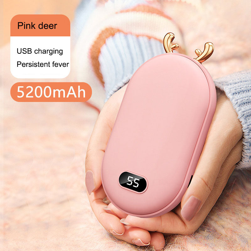 2-in-1 Mini Hand Warmer & Power Bank – Space Number Display, Pocket-Sized Heat & Charging