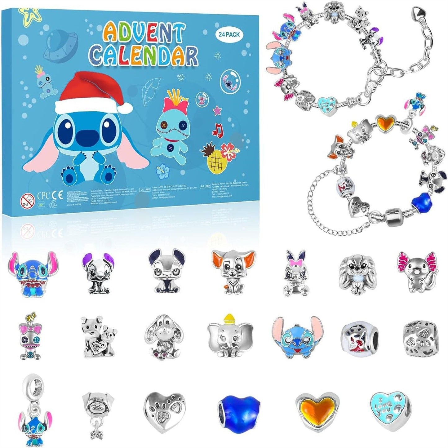24-Slot Stitch-Inspired Jewelry Gift Box – Festive Blind Box Bracelet Organizer for Christmas & Halloween