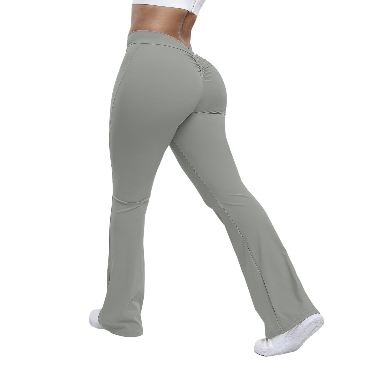 Essence Peach Trumpet Yoga Pants – High-Waisted, Hip-Lifting & Wide-Leg Fitness Trousers
