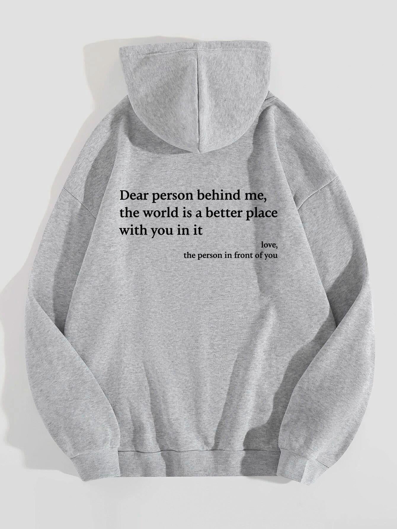 ‘You Are Enough’ Letter Print Hoodie – Soft Drawstring Pullover Jacket