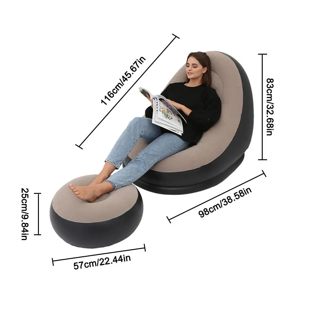 Inflatable Air Mattress Lazy Sofa & Deck Chair - Comfortable Leg Stool Beanbag for Home & Outdoor Use