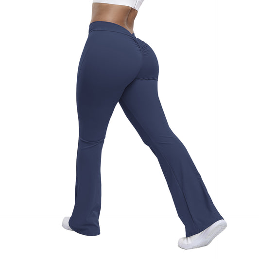 Essence Peach Trumpet Yoga Pants – High-Waisted, Hip-Lifting & Wide-Leg Fitness Trousers