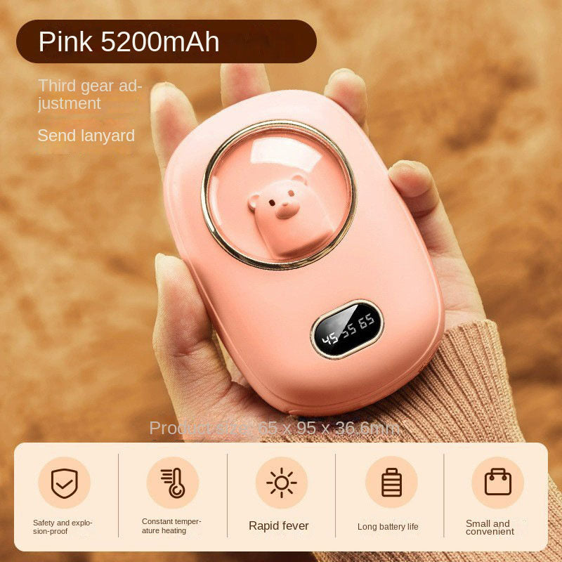 2-in-1 Mini Hand Warmer & Power Bank – Space Number Display, Pocket-Sized Heat & Charging