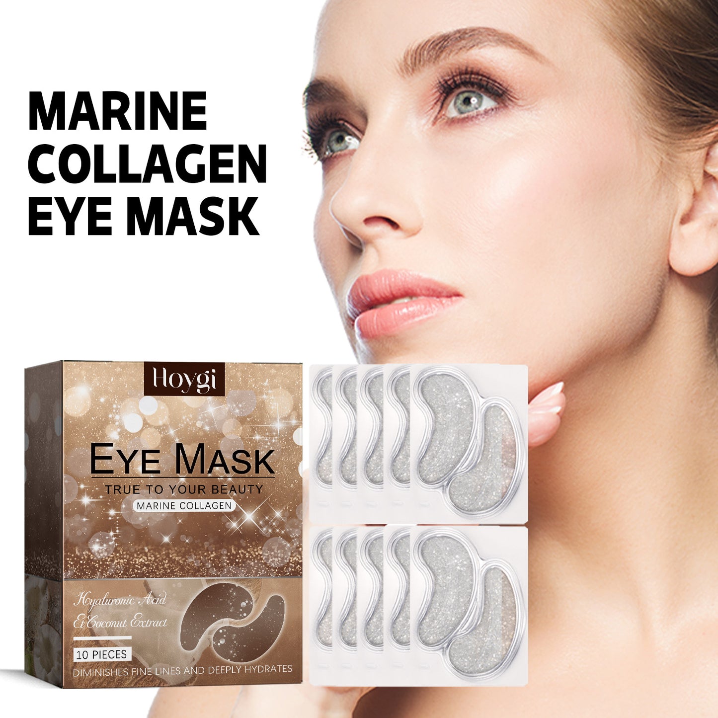 Hoygi Coconut Eye Gel Patches – Hydrating, Anti-Wrinkle & Brightening Under-Eye Care