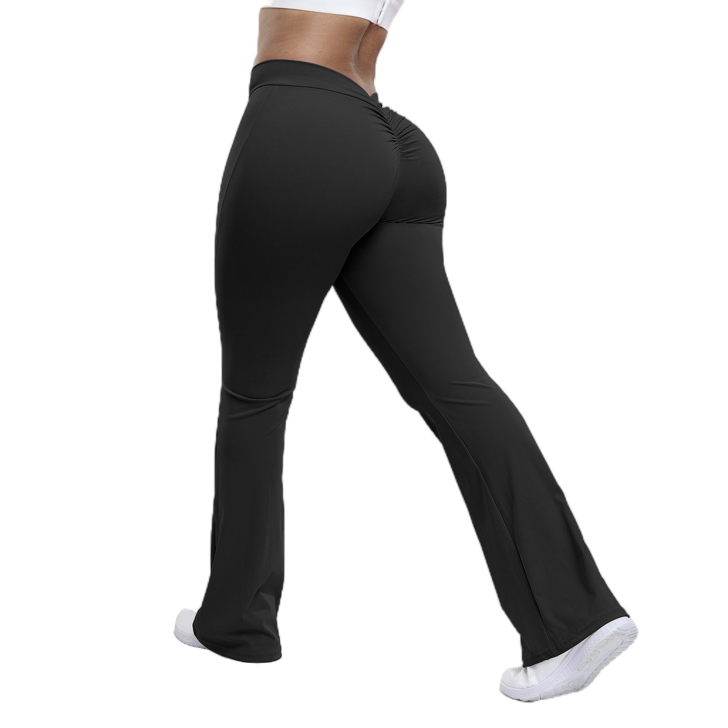 Essence Peach Trumpet Yoga Pants – High-Waisted, Hip-Lifting & Wide-Leg Fitness Trousers