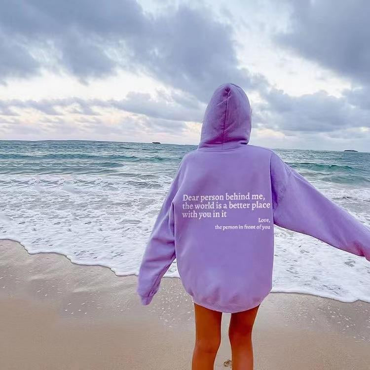 ‘You Are Enough’ Letter Print Hoodie – Soft Drawstring Pullover Jacket