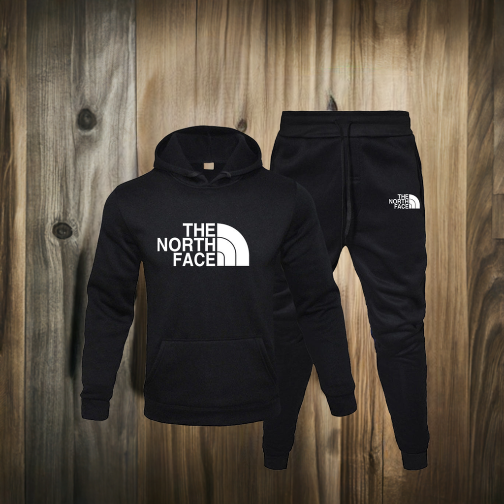 Men’s Fleece Pullover Hoodie & Sweatpants Set – Casual Printed Sportswear