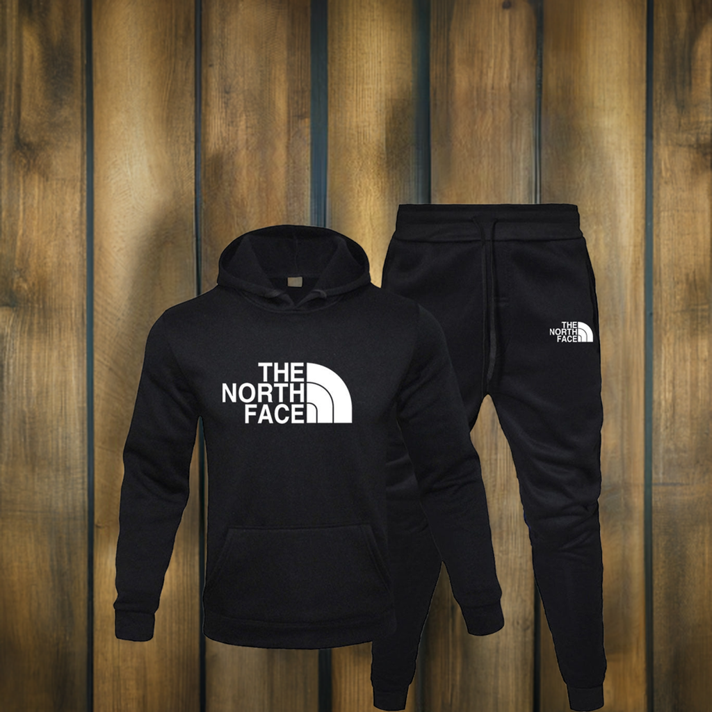 Men’s Fleece Pullover Hoodie & Sweatpants Set – Casual Printed Sportswear