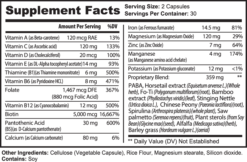 Hair, Skin, and Nails Essentials Supplement – Biotin, Vitamin B6, and Folate for a Natural Glow - Found Essence