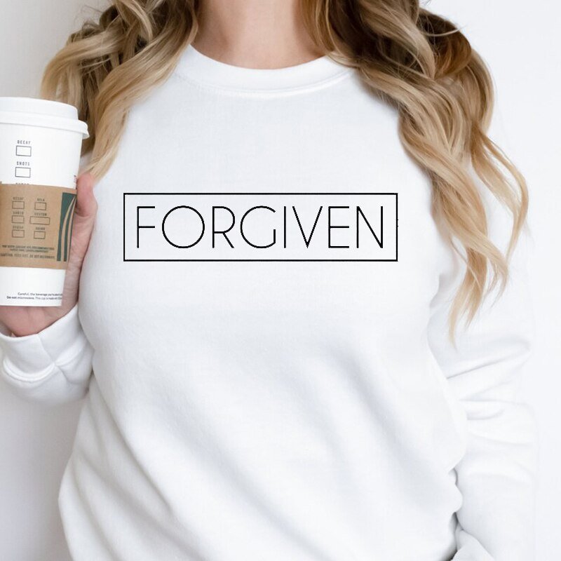 “Forgiven” Inspirational Affirmation Sweatshirt – Crewneck Style, Faith-Based Design - Found Essence