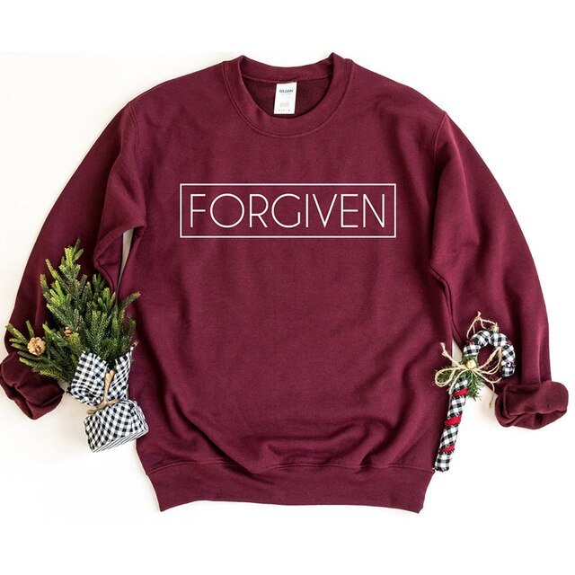 “Forgiven” Inspirational Affirmation Sweatshirt – Crewneck Style, Faith-Based Design - Found Essence
