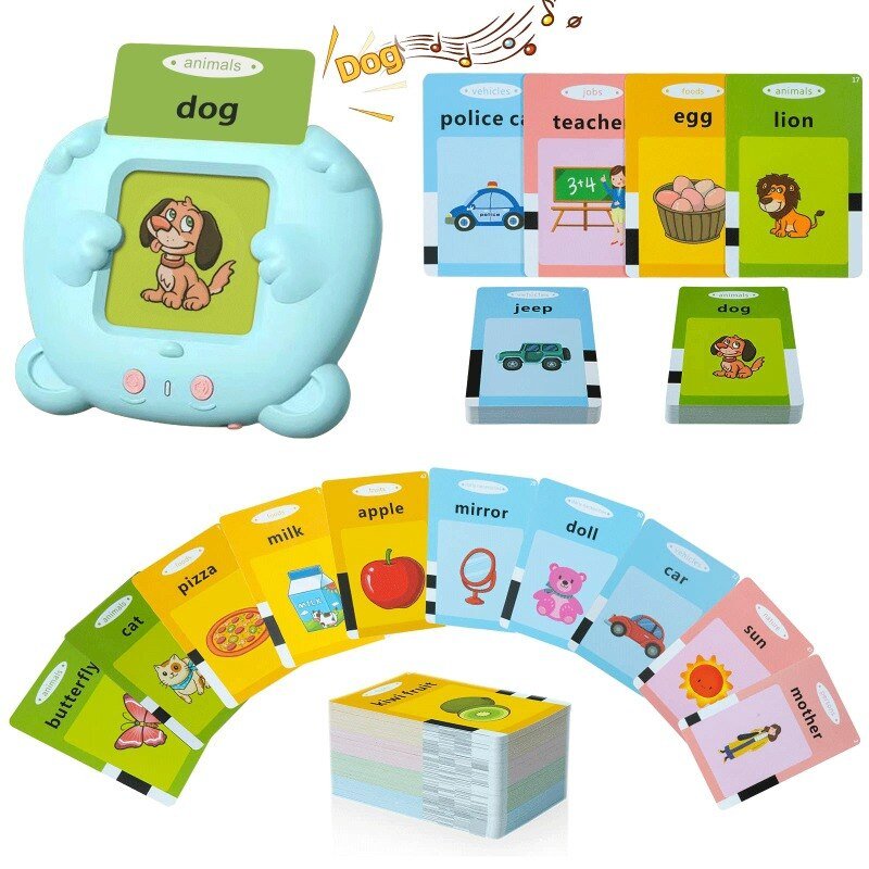 Educational Kids Learning English Toy – Card Reader, 112 or 255 Cards Set for Early Language Development - Found Essence
