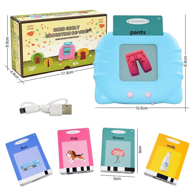 Educational Kids Learning English Toy – Card Reader, 112 or 255 Cards Set for Early Language Development - Found Essence