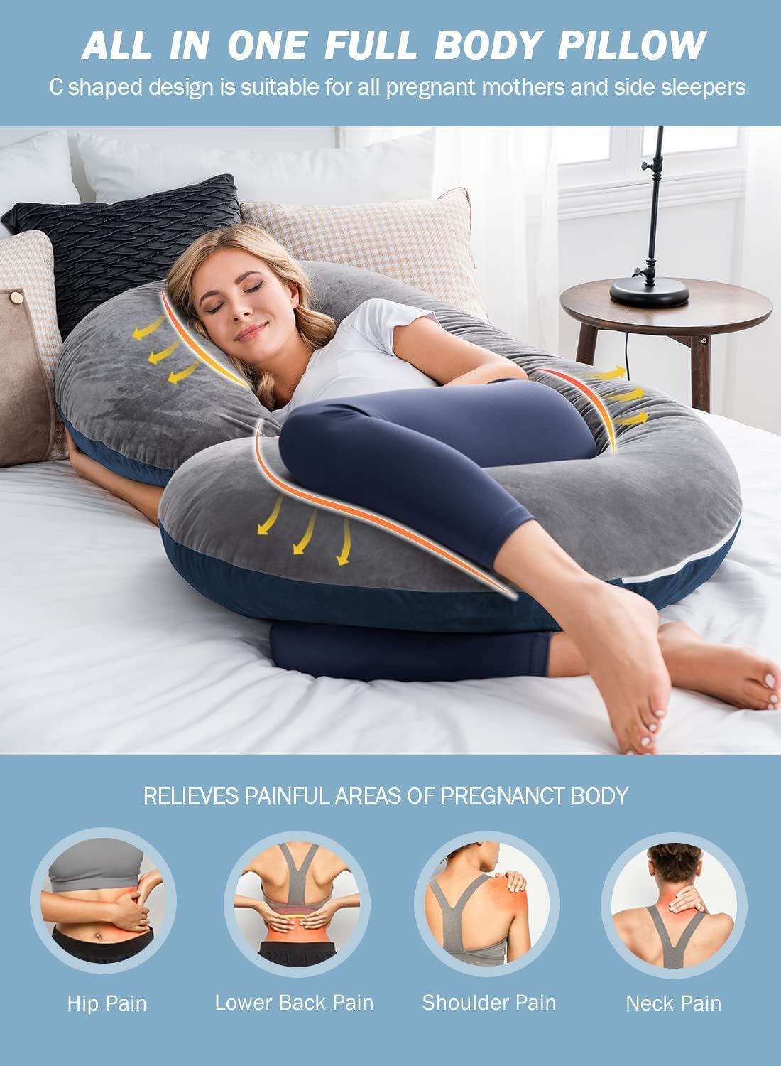 C-Shaped Pregnancy Pillow – Full-Body Comfort & Support - Found Essence