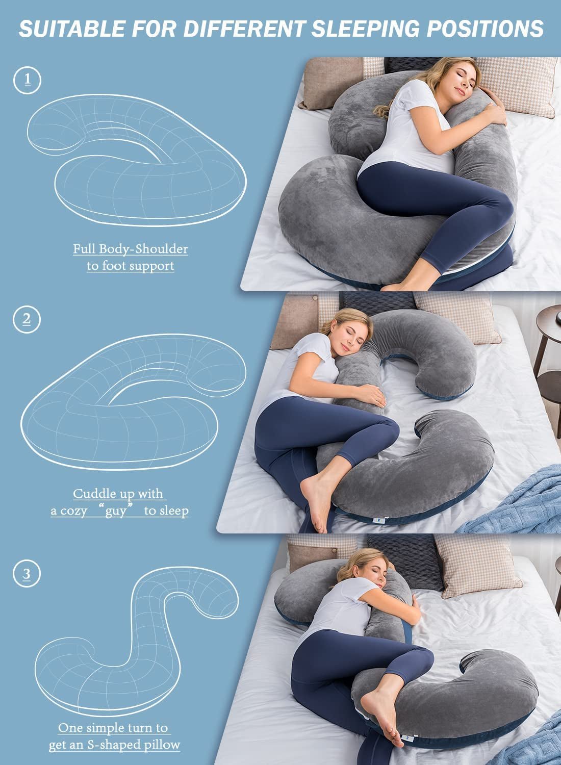 C-Shaped Pregnancy Pillow – Full-Body Comfort & Support - Found Essence